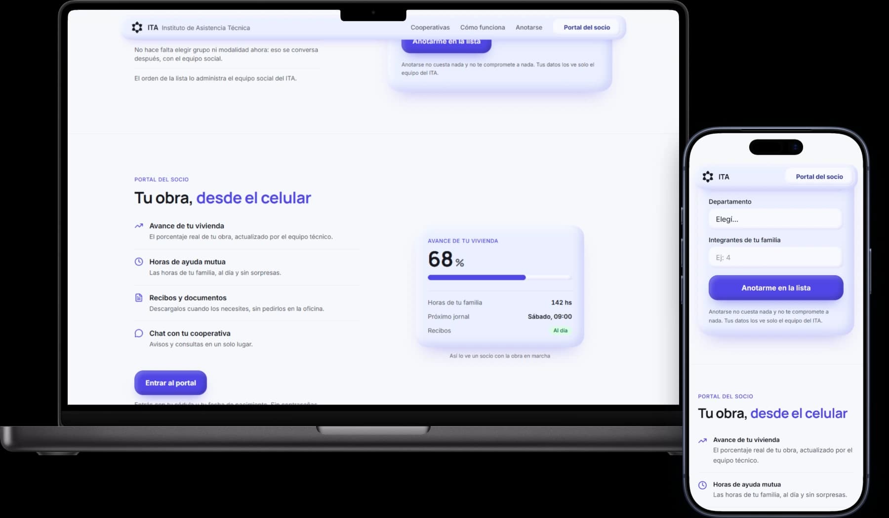 Sistema EDO on a MacBook and an iPhone